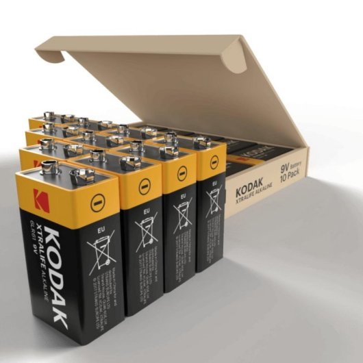 Batterie Kodak Xtralife 9V (6LR61/PP3/MN1604) - Confezione da 10 Alcaline a Lunga Durata, Resistente alle Perdite