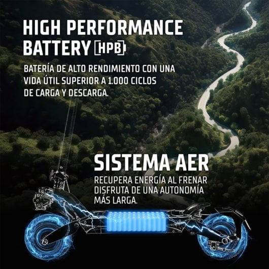 Patinete eléctrico ZWheel ZCougar Plus 25 km/h 70 km de autonomía 1600 W suspensión DUO SHOCK luces LED Bluetooth