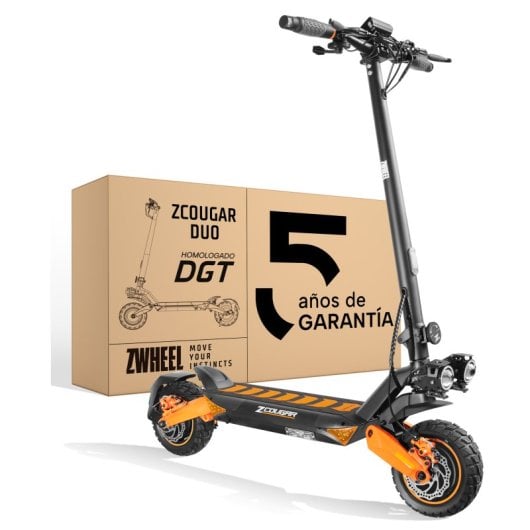 Patinete eléctrico ZWheel Zcougar Duo 25 km/h 70 km de autonomía 2x1000W suspensión DUO SHOCK y luces LED