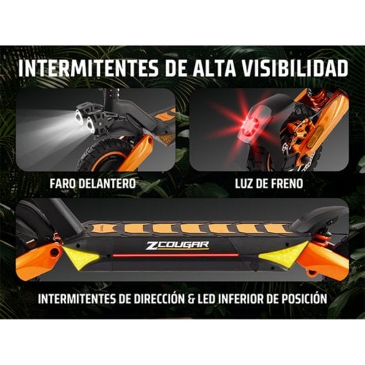 Patinete eléctrico ZWheel Zcougar Duo 25 km/h 70 km de autonomía 2x1000W suspensión DUO SHOCK y luces LED