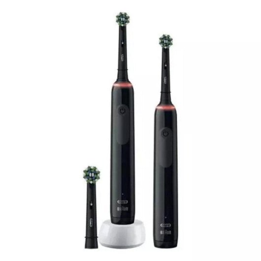 Escova de Dentes Oscilante Rotativo Oral-B PRO 3 Preto 3 Modos 3 Cabeças Sensor de Pressão Temporizador