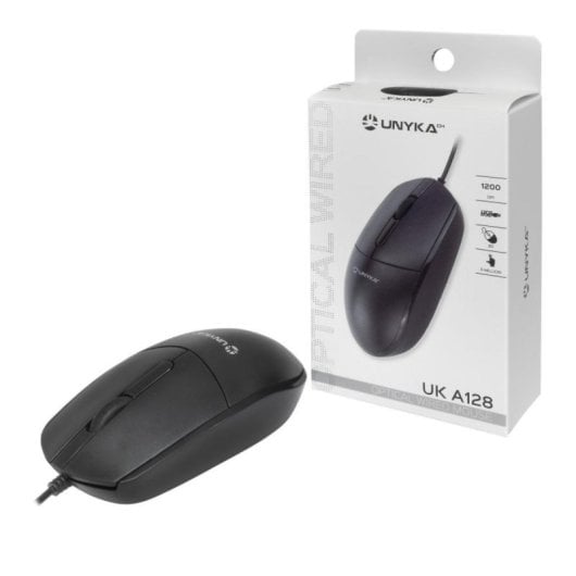 Ratón UNYKAch UK A128 USB 1200 DPI Negro Ambidiestro Plug and Play