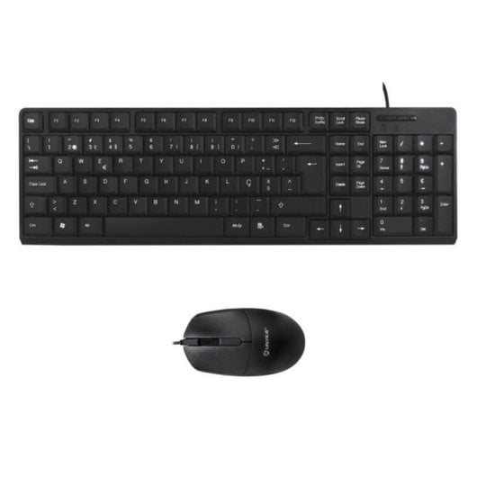 Teclado de membrana Layout PT negro con ratón óptico USB 1200 DPI kit oficina