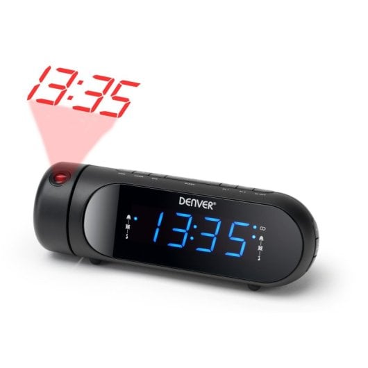Radiowecker Denver CPR-700 digital oval Schwarz LED 0,9" FM Projektion USB