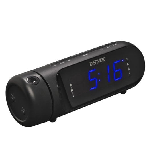 Radiowecker Denver CPR-700 digital oval Schwarz LED 0,9" FM Projektion USB