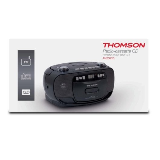 Radio CD Player Thomson RK200CD Schwarz FM AM LCD tragbar Aux-in Kassette