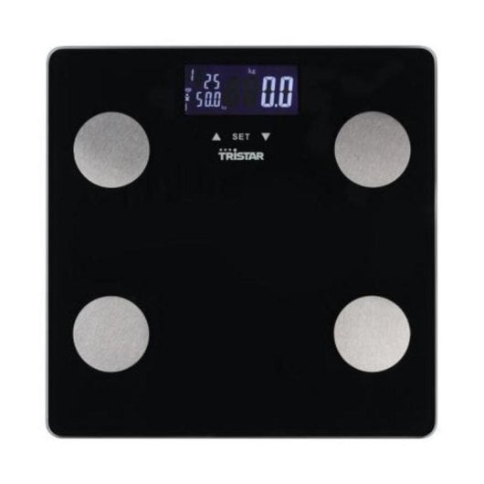 Bilancia pesapersone digitale in vetro nero 150 kg spegnimento automatico allarme sovrappeso display indicatori batteria