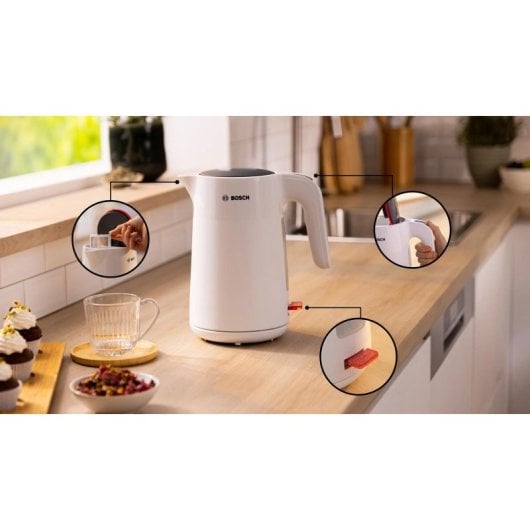 Bollitore Bosch TWK2M161 1,7L 2400W senza fili bianco plastica filtro antical
