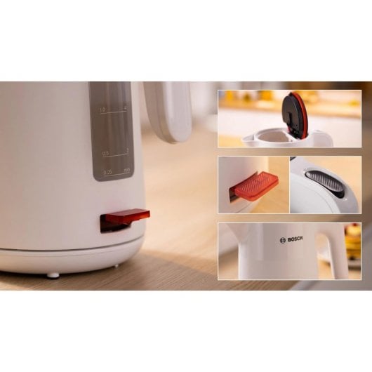 Bollitore Bosch TWK2M161 1,7L 2400W senza fili bianco plastica filtro antical