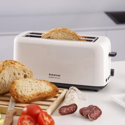 Tostadora Taurus MyToast Duplo Cool 1450W 2 ranuras extra largas y anchas Blanco/Negro