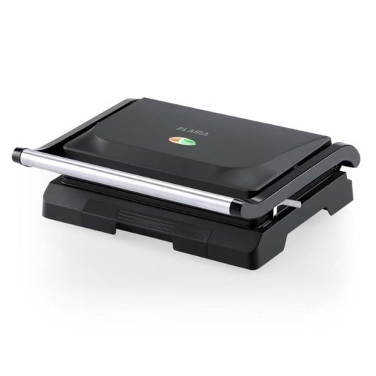 Sandwichera Flama 4980FL 1000W Negra y Plata Plástico Capa Antiadherente Mango Frío