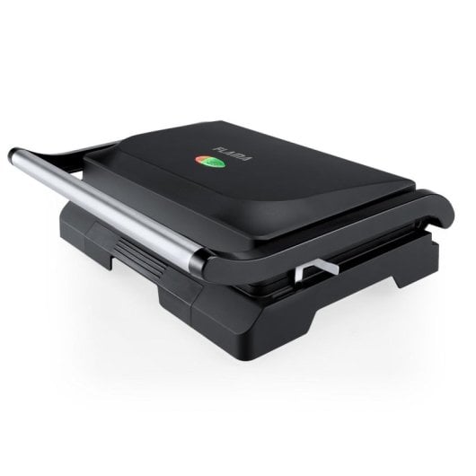Sandwichera Flama 4980FL 1000W Negra y Plata Plástico Capa Antiadherente Mango Frío