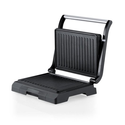Sandwichera Flama 4980FL 1000W Negra y Plata Plástico Capa Antiadherente Mango Frío