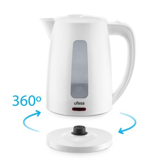 Bollitore Ufesa Eyre 1,7 L 2200 W Bianco Base 360° Filtro Antical Indicatori LED