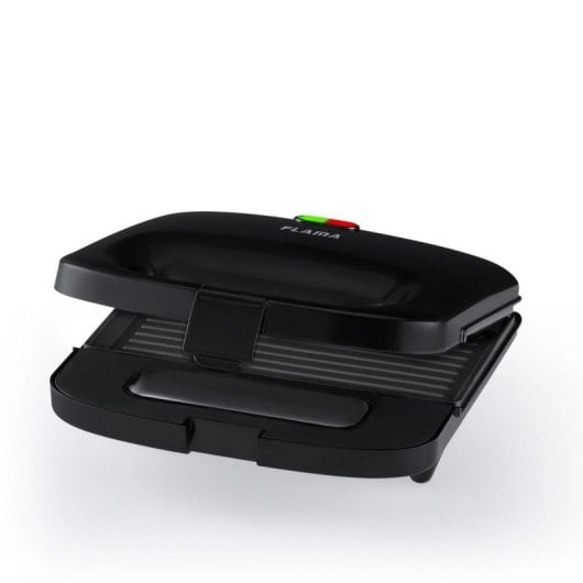 Sandwichera Flama 4910FL 750W negra 2 bocadillos placa antiadherente diseño compacto