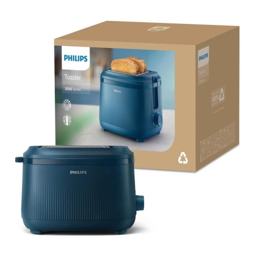 Grille-pain Philips 3000 Series 2 fentes 830 W 8 niveaux Bleu