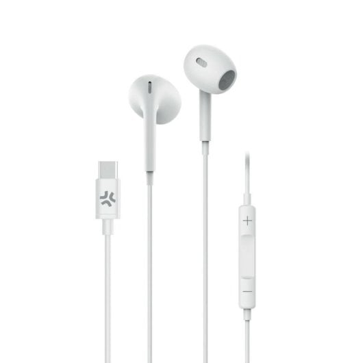 Auriculares Celly UP1300TYPECWH com fio USB-C para chamadas e música, microfone branco