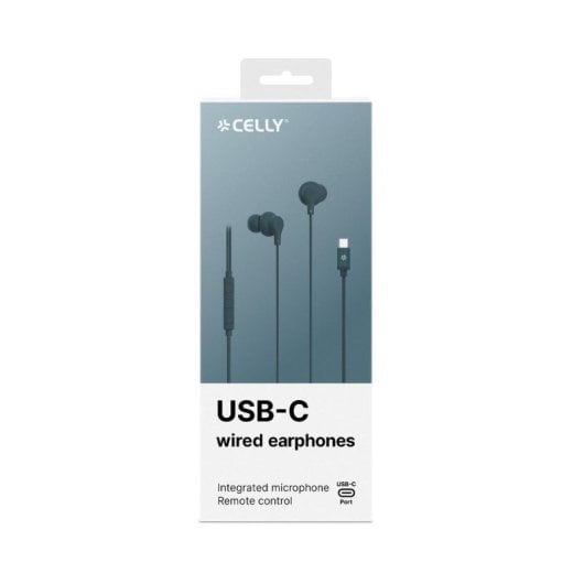 Auriculares Celly UP1600TYPECBL con cable USB-C para llamadas y música con micrófono integrados azul
