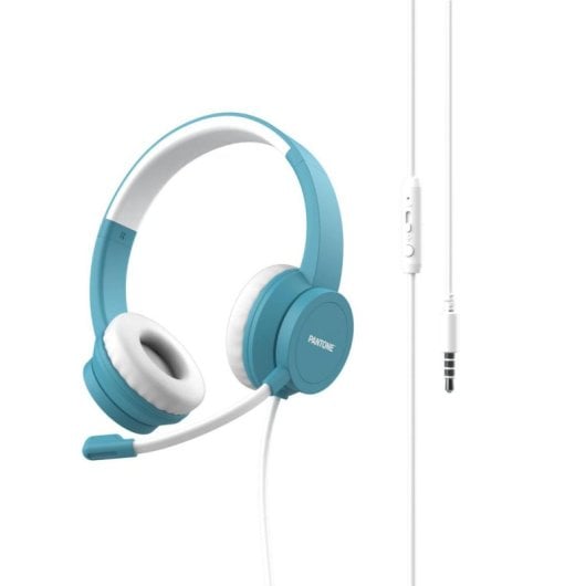 Auriculares Pantone PT-WDH002GY2220 inalámbricos y con cable, Bluetooth 5.0, Cancelación de Ruido, Office, color aguamarina