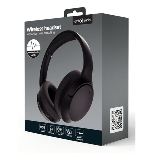 Auscultadores Gembird BHP-ANC-01 Bluetooth com Cancelamento de Ruído, Microfone e USB-C Pretos