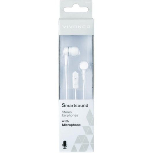 Auriculares Vivanco Smartsound con cable, control multifunción, micrófono en línea, blanco