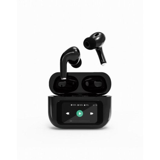 Auriculares Gembird TWS-LCD-ANC-01-BK inalámbricos Bluetooth con Cancelación Activa de Ruido, micrófono y estuche LCD, negros