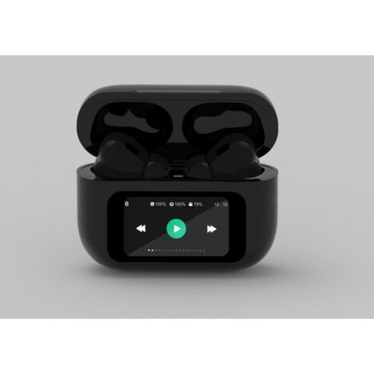 Auriculares Gembird TWS-LCD-ANC-01-BK inalámbricos Bluetooth con Cancelación Activa de Ruido, micrófono y estuche LCD, negros
