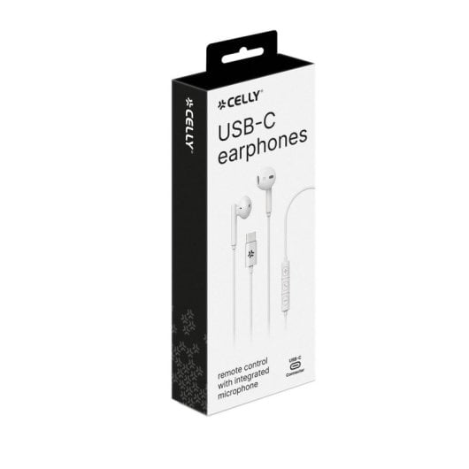 Auricolari Celly UP1100TYPECWH con cavo USB-C, in-ear, microfono integrato, bianchi