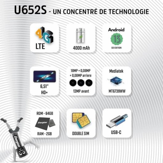 Energizer Ultimate U652S 4G 2GB 64GB 6.5" Schwarz