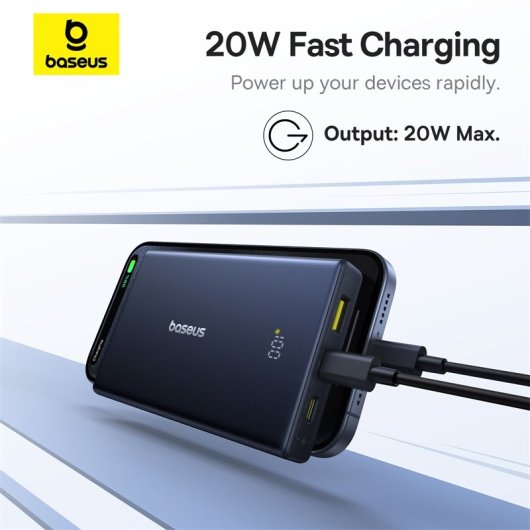 Power Bank Baseus PicoGo 10000mAh 20W USB-C+USB-A Carga Rápida Negra