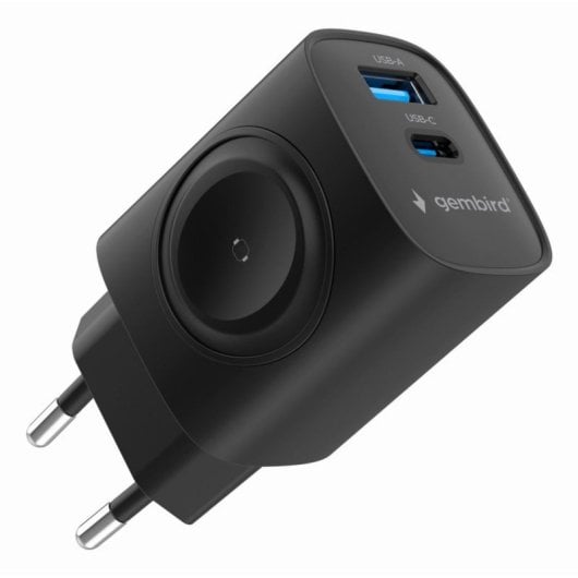 Carregador rápido Gembird TA-UC-PDQCW20-01-BK 20 W 2 portas USB-C/USB-A Preto Interior