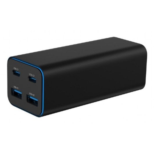 Fuente de Alimentación Gembird 100W GaN Power Delivery TA-UC-2A2C-PD100-01-BK Carga rápida USB-C y USB-A Protecciones avanzadas
