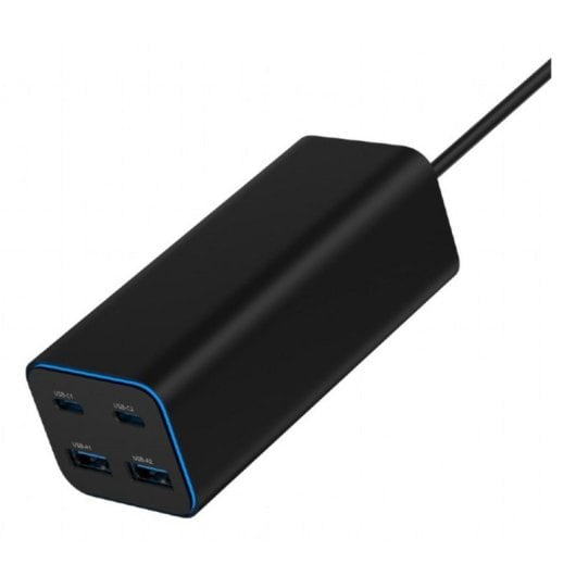 Fuente de Alimentación Gembird 100W GaN Power Delivery TA-UC-2A2C-PD100-01-BK Carga rápida USB-C y USB-A Protecciones avanzadas