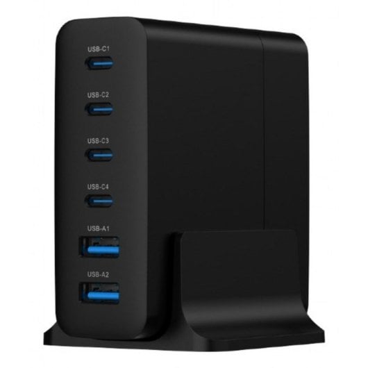 USB Ladegerät Gembird TA-UC-2A4C-PD75-01-BK 75W GaN Schnellladung 6 Ports Schwarz