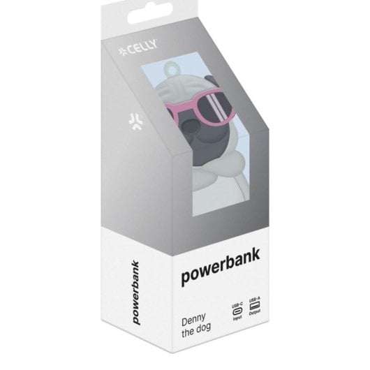 Powerbank Celly PBDOG 2600 mAh Forma Cane USB-C/USB-A Grigio Compatto Portatile