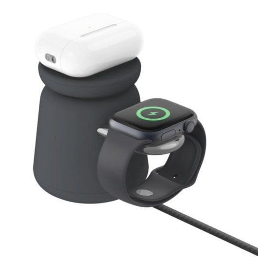 Caricatore wireless Belkin BoostCharge Pro 15W 2-in-1 Qi2 magnetico con base magnetica, alimentatore 27W, 2 dispositivi, USB-C, 1,5 m, Charcoal