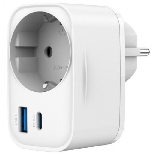 Cargador Universal USB-C PD 20W + USB-A QC 3.0 18W Gembird TA-ACPDQC20-01-W