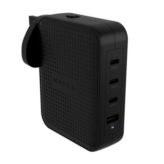 Chargeur GaN Hyper HJ1001BKWWGL 140 W 3 USB-C + 1 USB-A PD 3.1 PPS Multidispositif Noir