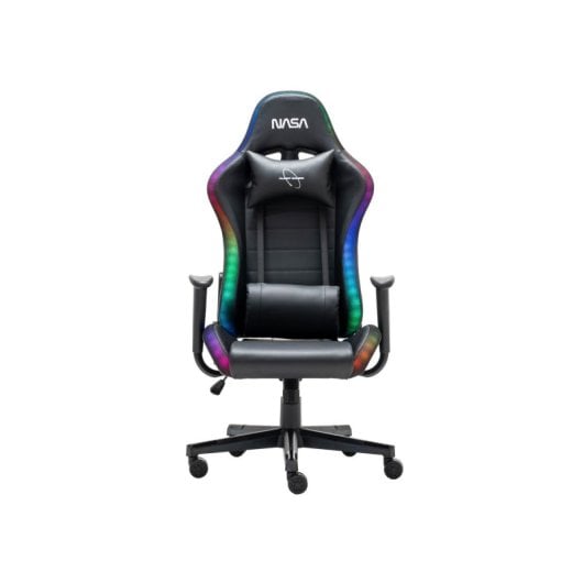 Sedia gaming NASA Pioneer schienale reclinabile 180 gradi poggiatesta supporto lombare RGB comandi wireless nera