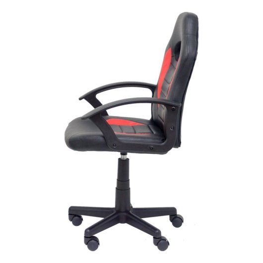 Silla gaming juvenil Mohedas negra y roja con respaldo y asiento acolchados, altura regulable y base giratoria