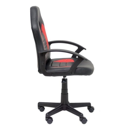 Silla gaming juvenil Mohedas negra y roja con respaldo y asiento acolchados, altura regulable y base giratoria