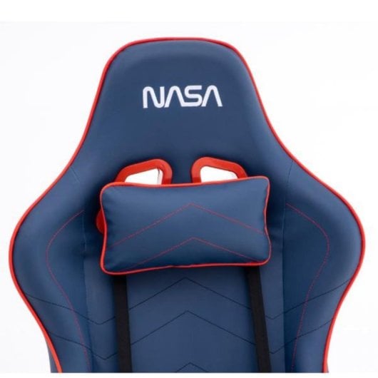 Sedia gaming NASA GALACTIC blu e rossa schienale regolabile PU poggiatesta lombare 150 kg