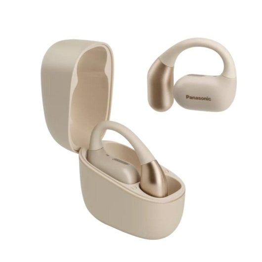Panasonic RB-F10DE Kopfhörer Kabellos Bluetooth mit Geräuschunterdrückung, Mikrofon, IPX4, Beige