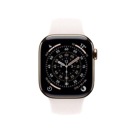Apple Watch Series 11 GPS 5G NFC 46mm Retina OLED Titane Or Rose M/L IP6X SpO2 Pulsomètre