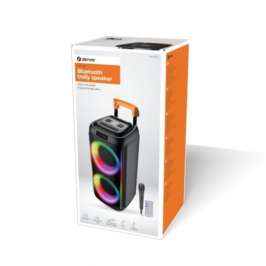 Altavoces Denver Party Speaker inalámbricos 60 W con TWS, Bluetooth y luces LED