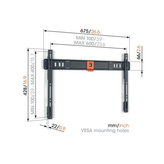 TV Wandhalterung Vogel's 1603 bis 100 Zoll 75 kg VESA 600x400 Fest Schwarz Ultra Slim