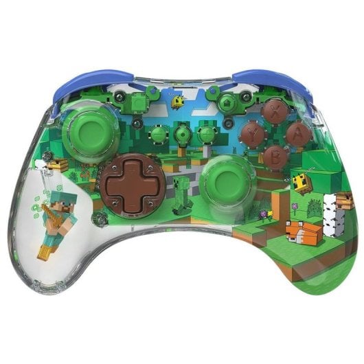 Gamepad PDP REALMz Switch Bioma del bosco Minecraft wireless e cablato LED Multicolore