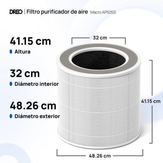 Filtro de Ar Purificador Dreo HAP005S HEPA 5 Etapas Carvão Ativado 22 dB