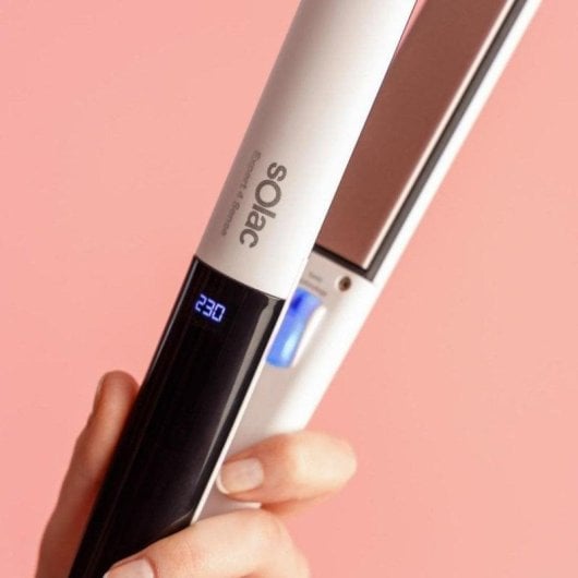 Prancha de Cabelo Cerâmica Queratina Solac Expert 4 Sense PP7262 230ºC 5 Definições Iónica LCD Desligar Automático Branco