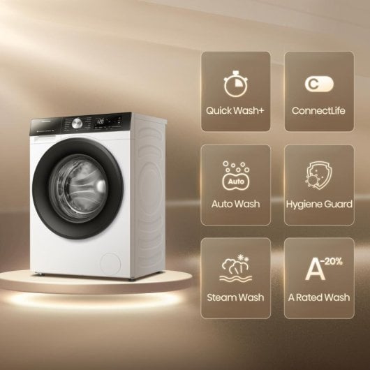 Lavadora Hisense WF3S1243BW3 12kg Carga Frontal 1400rpm A Blanca WiFi Inverter Vapor